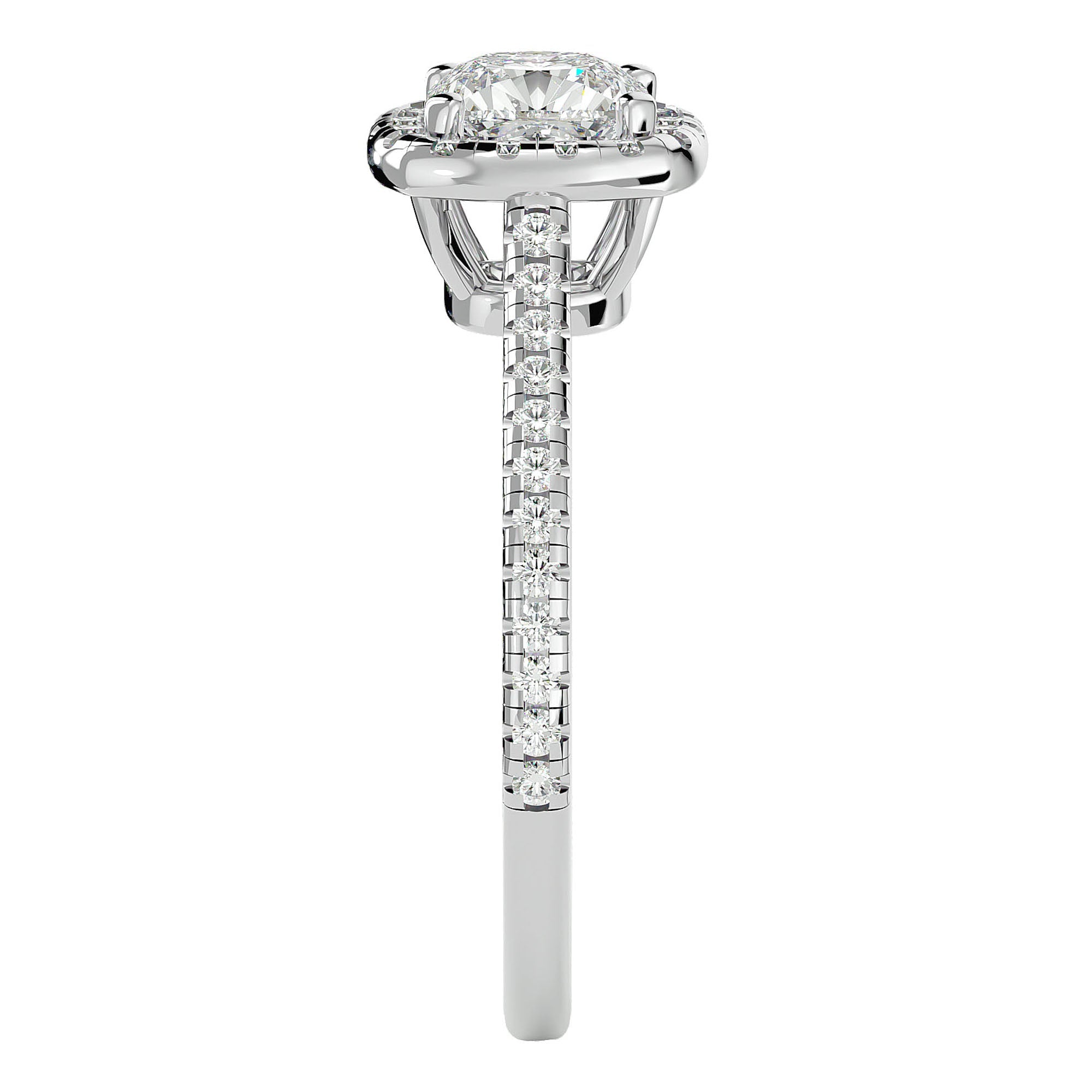 Inel de Logodnă Halo Pavé cu Diamante Naturale de 1.79 ct din Platina - Castelo.ro