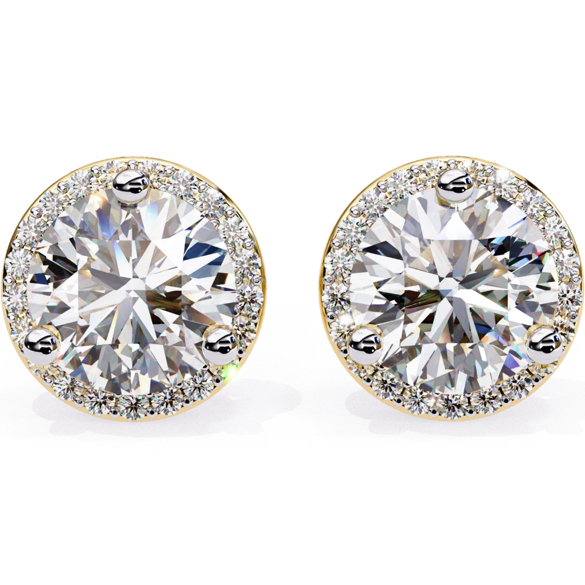 Cercei Stud Halo Dreams din Aur 14k cu Moissanite de 1.95 ct