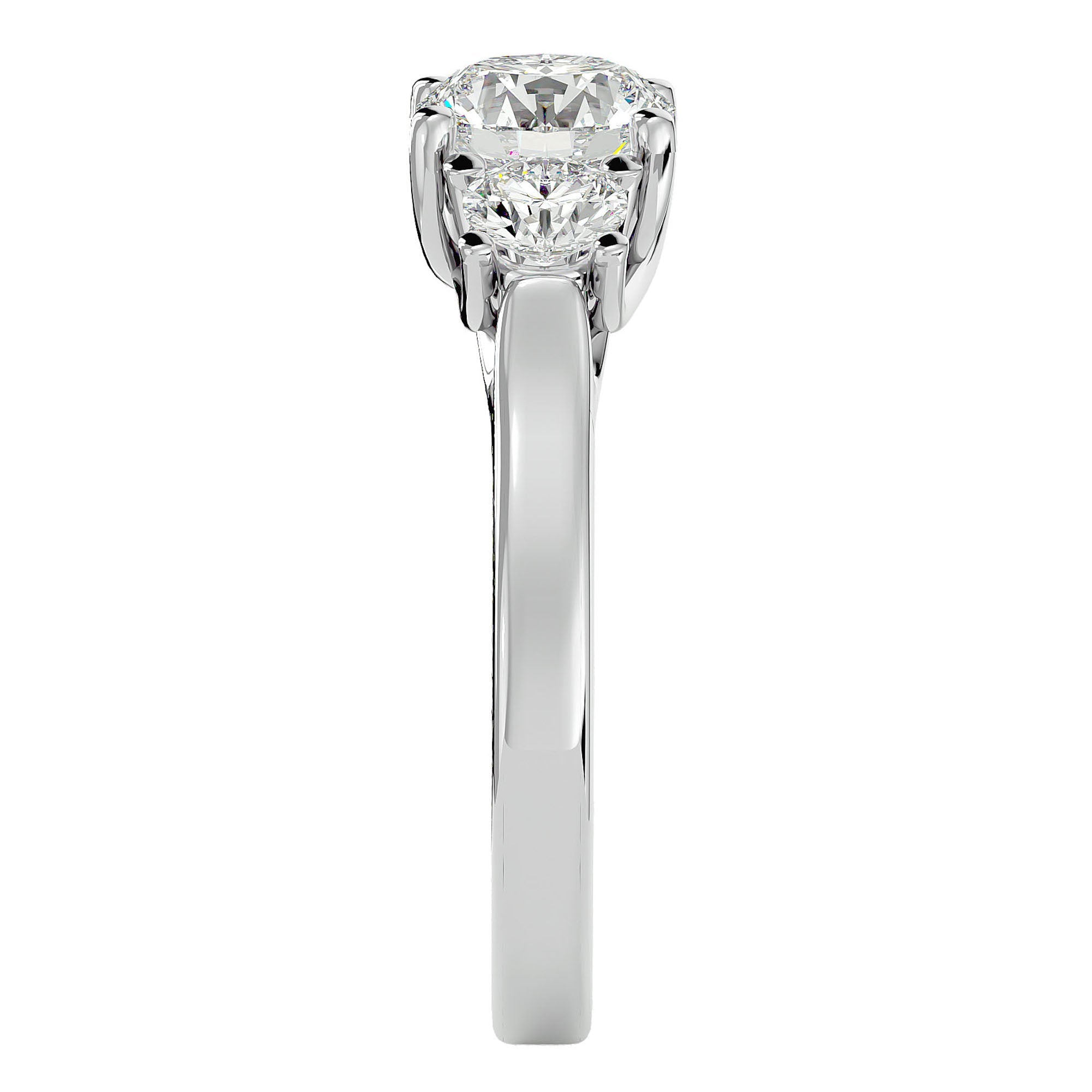 Inel de Logodnă Renée din Aur 14k cu Trei Diamante Naturale de 1.95 ct din 14k Aur Alb - Castelo.ro