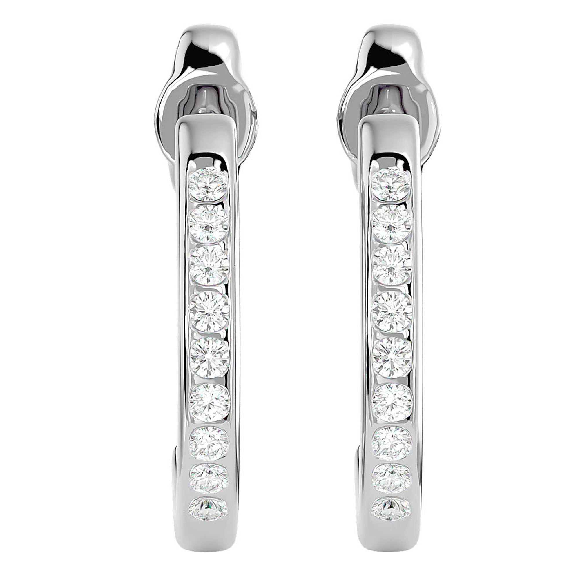 Cercei Hoop Vals din Aur 14k cu Moissanite de 0.92 ct din 14k Aur Alb - Castelo.ro