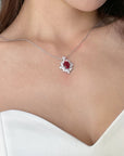Colier Pendant Nobil din Argint 925 cu Piatra Rosie Zircon 5A din - Castelo.ro