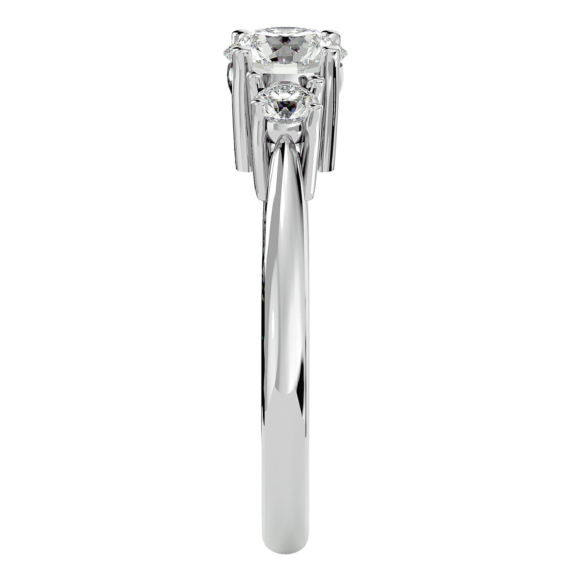 Inel de Logodnă cu Trei Diamante Naturale Pavè de 1.18 ct din Platina - Castelo.ro