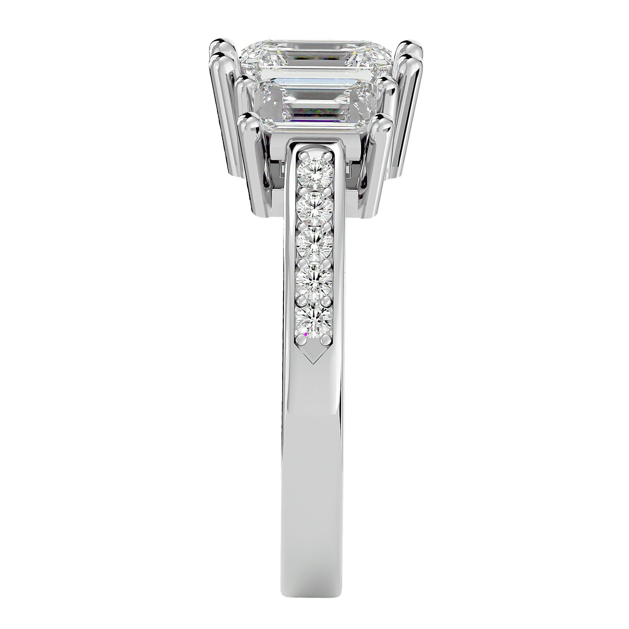 Inel de Logodnă din Aur 14k Trei Diamante Naturale de 2.46 ct din 14k Aur Alb - Castelo.ro