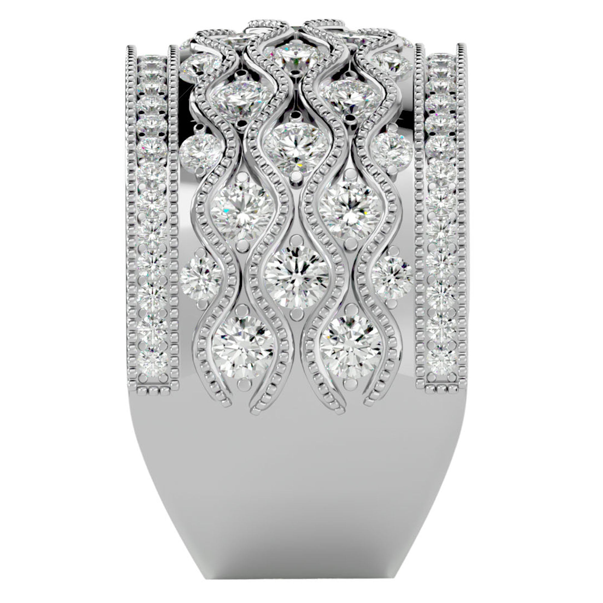 Inel Regal Vintage din Aur 14k cu Diamante Create în Laborator de 1.73 ct din 14k Aur Alb - Castelo.ro