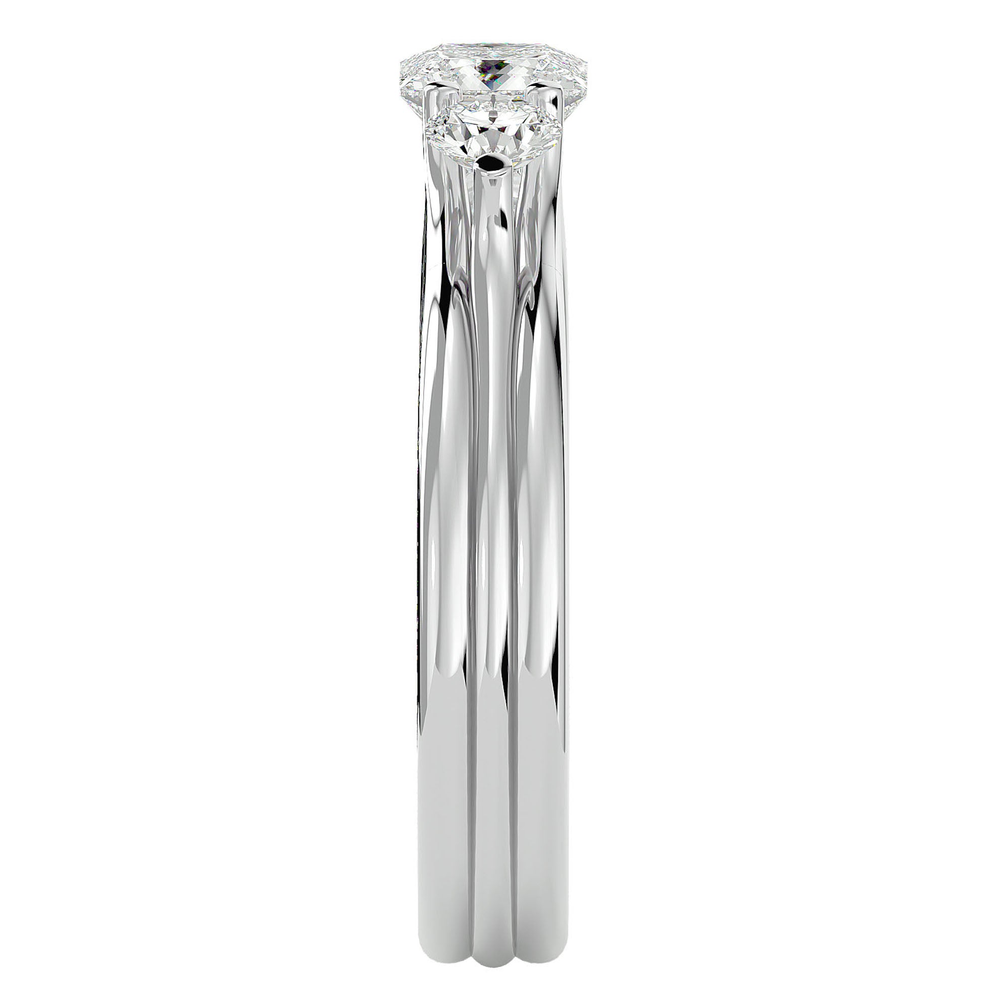 Inel Triplu de Logodnă Cu Trei Moissanite de 0.96 ct din Platina - Castelo.ro