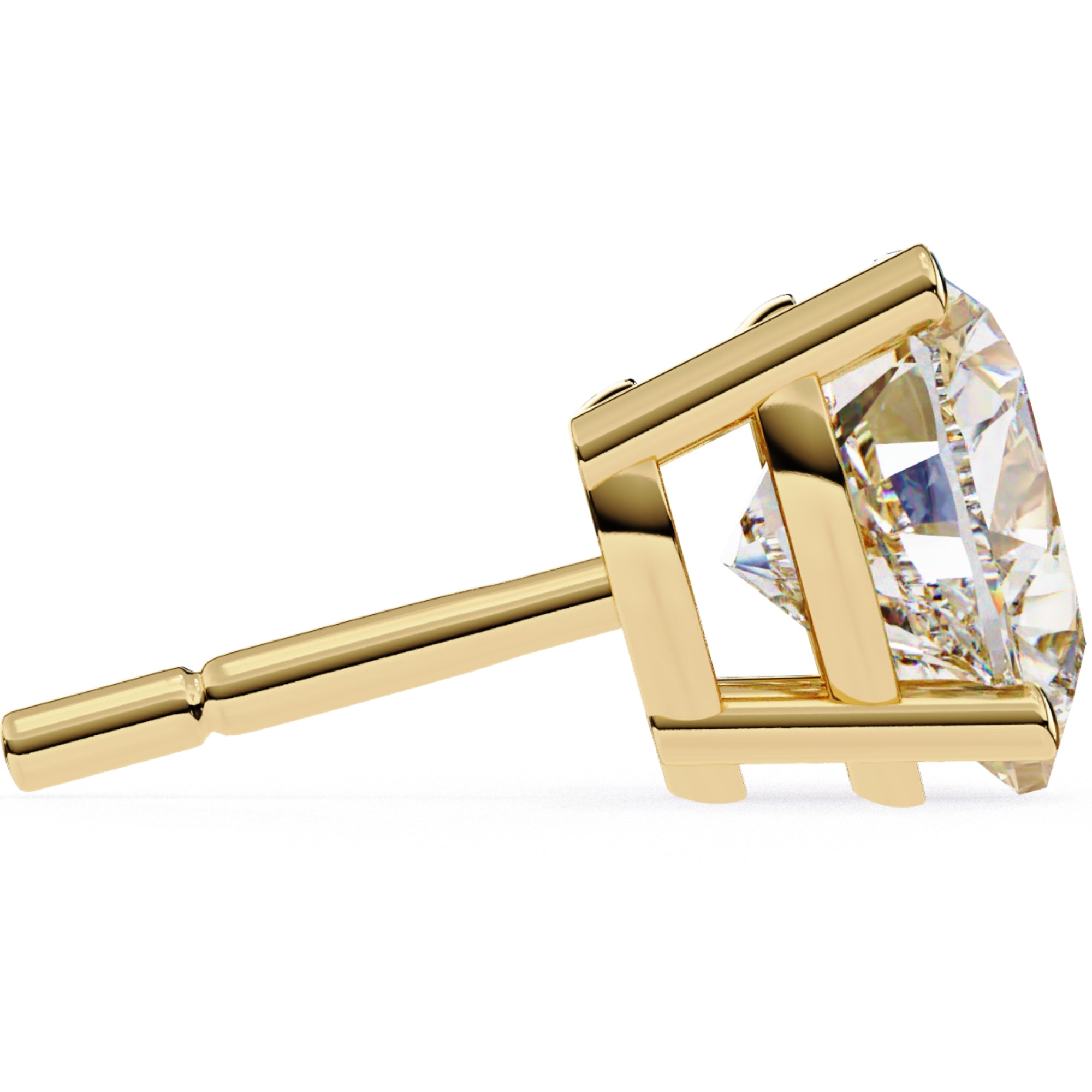 Cercei Stud Inima din Aur 14k cu Moissanite Tăietură Heart de 2.4 ct din 14K Aur Galben - Castelo.ro