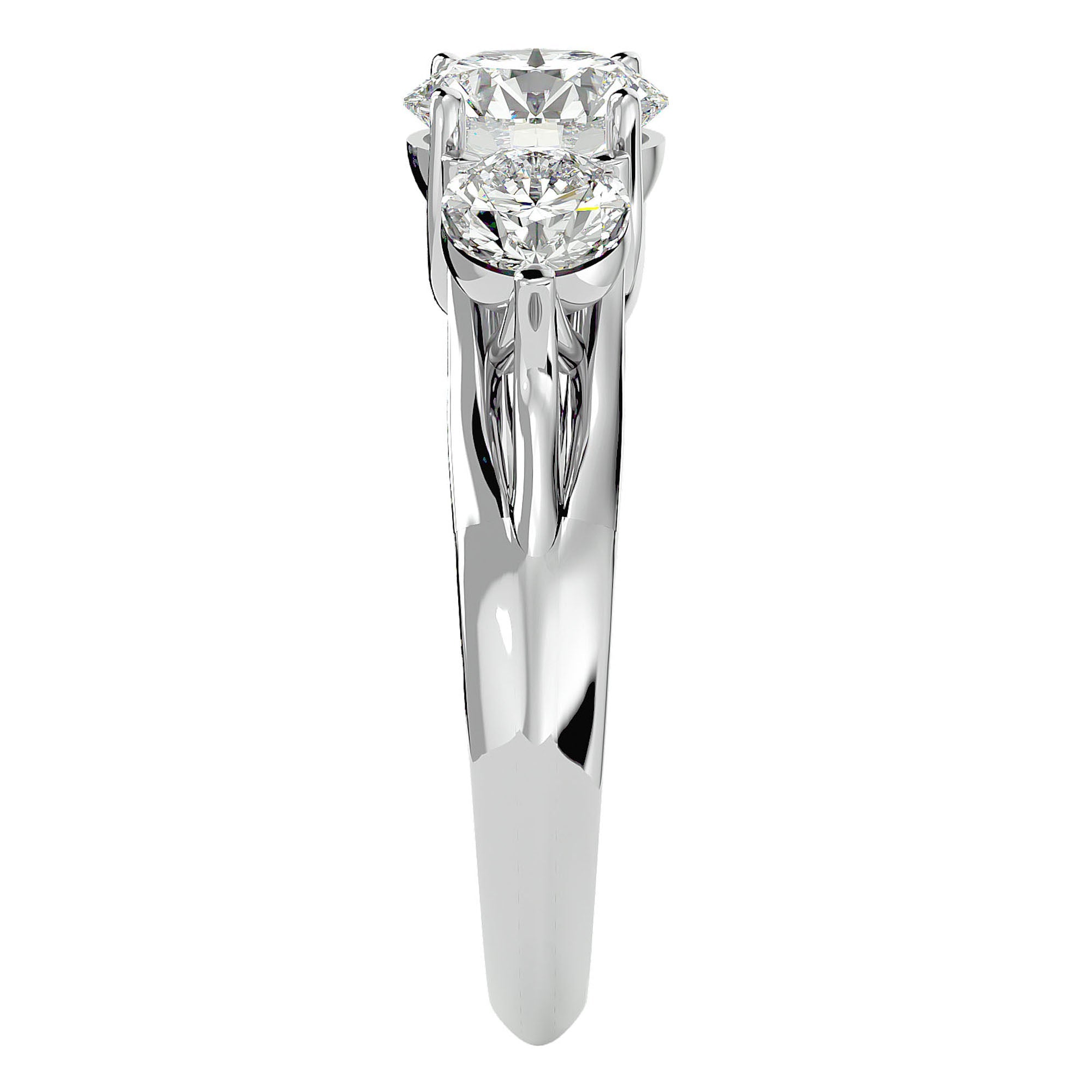 Inel de Logodnă cu Trei Moissanite de 2.22 ct din Platina - Castelo.ro