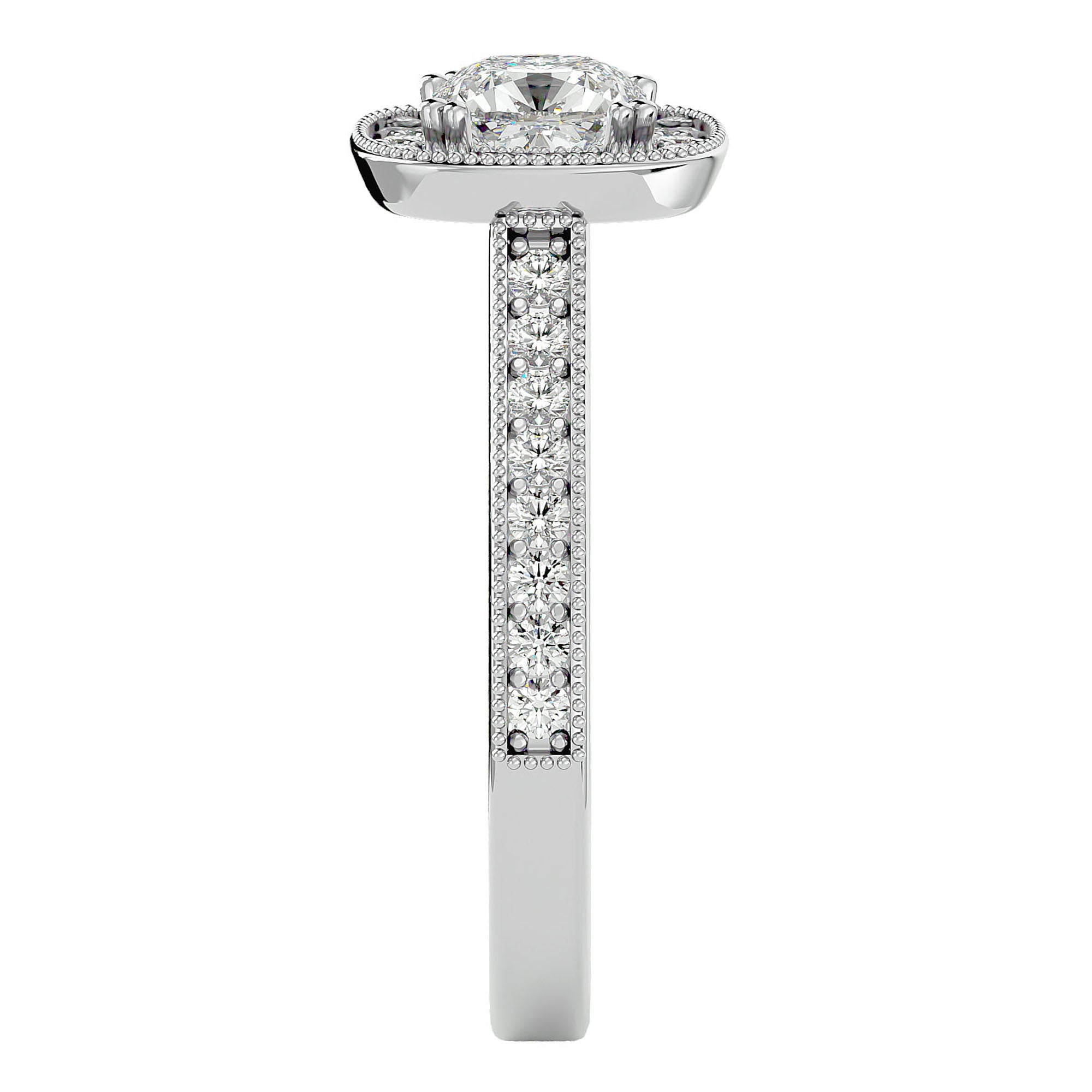 Inel de Logodnă Halo Pavé din Aur 14k cu Diamante Create în Laborator de 1.92 ct din 18k Aur Alb - Castelo.ro