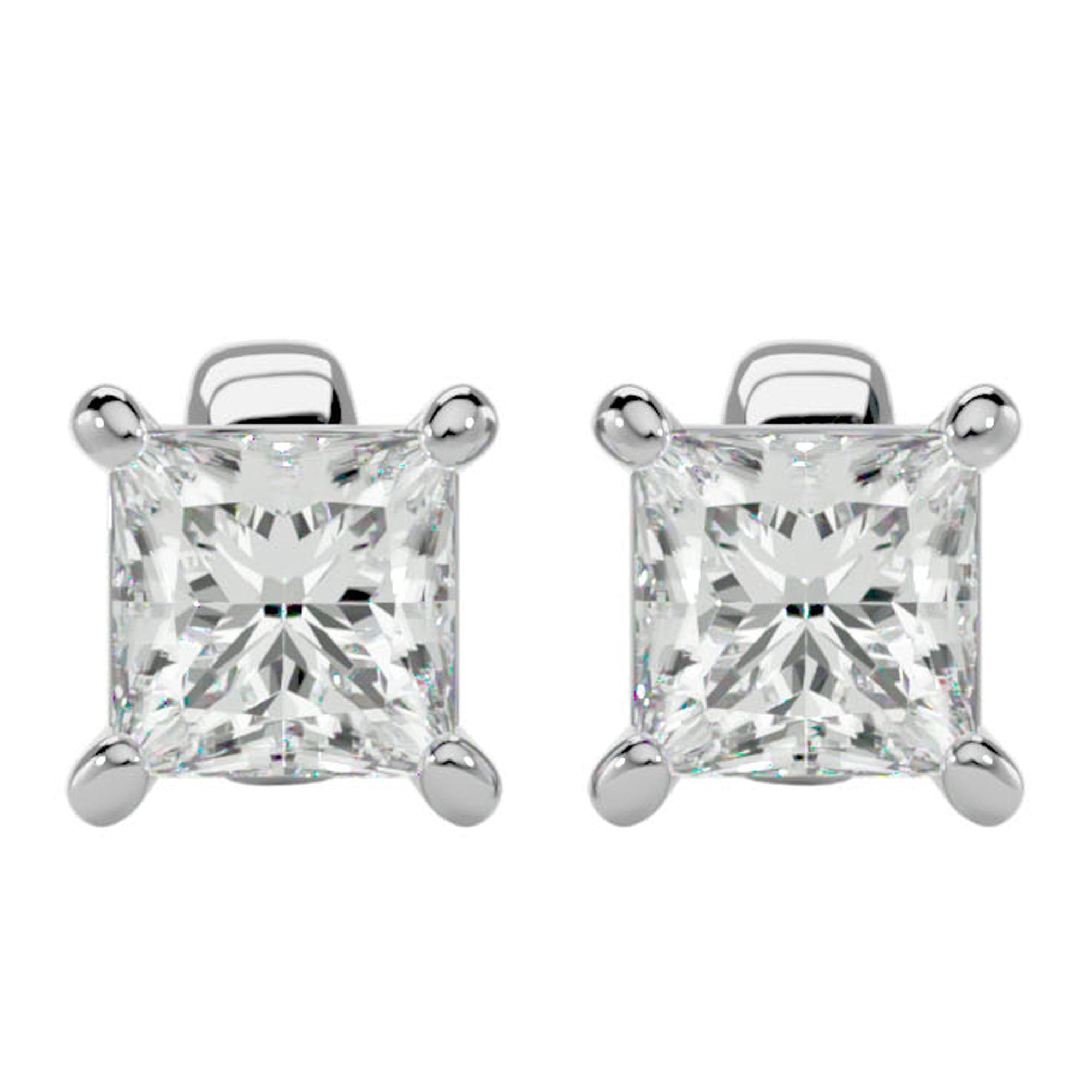 Cercei Stud Montură Prințesă cu Diamant Natural de 1 ct din - Castelo.ro