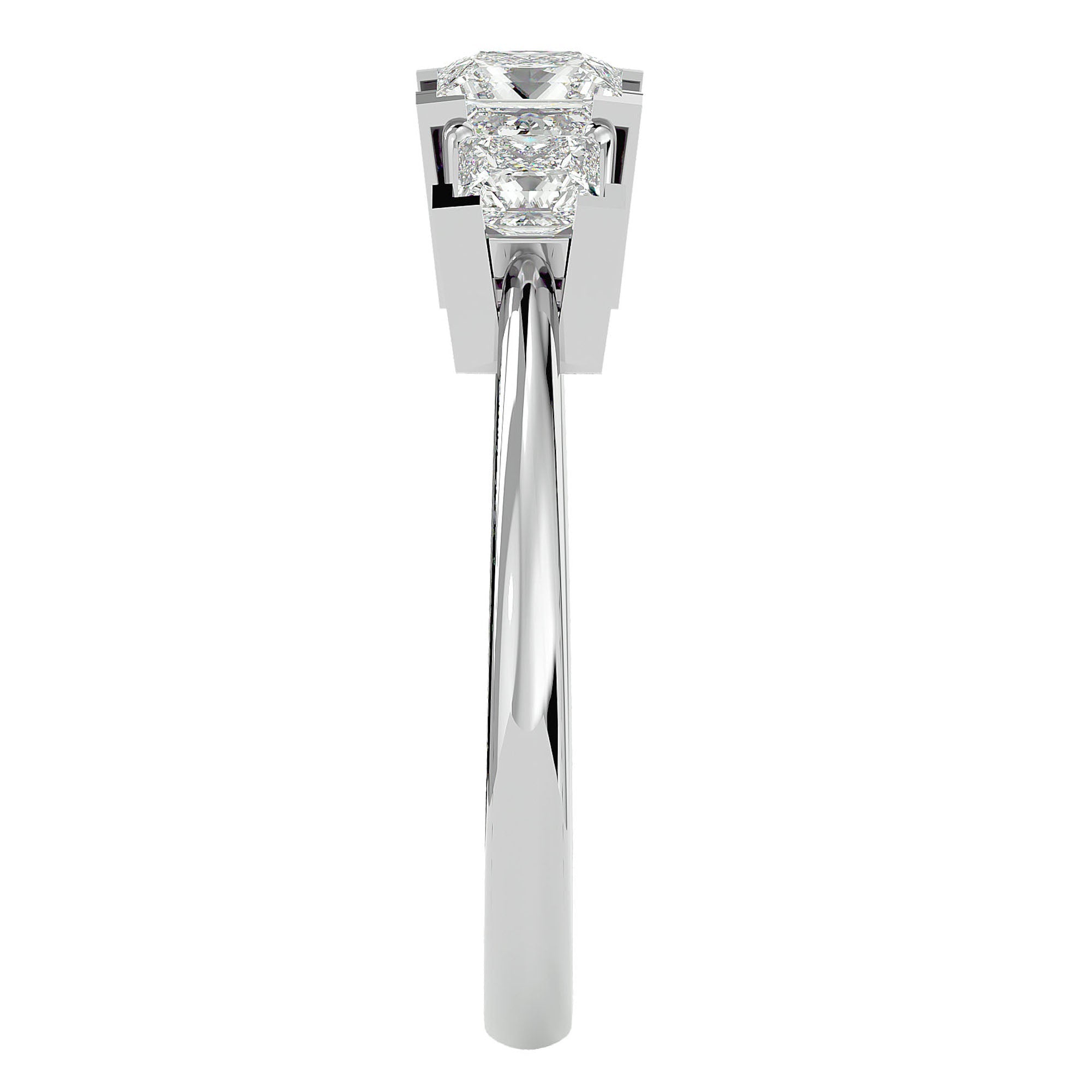 Inel de Logodnă Cu Trei Moissanite Tăietură Prințesă de 1.32 ct din Platina - Castelo.ro