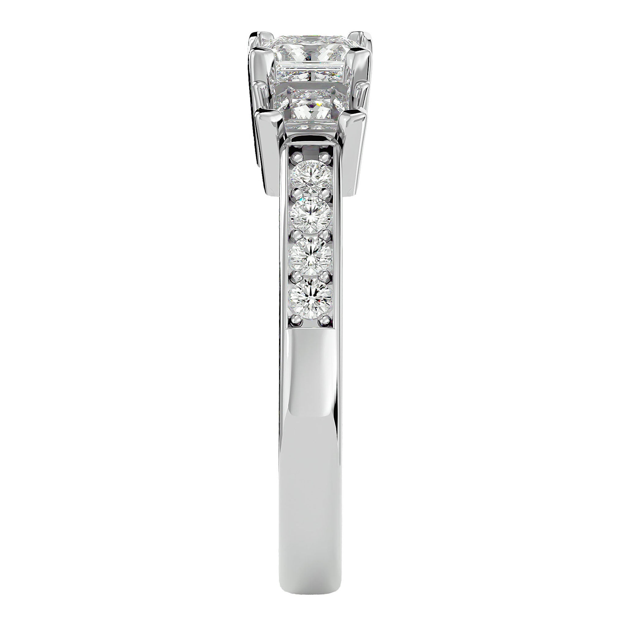 Inel de Logodnă Trei Moissanite Pavè de 1.28 ct din Platina - Castelo.ro