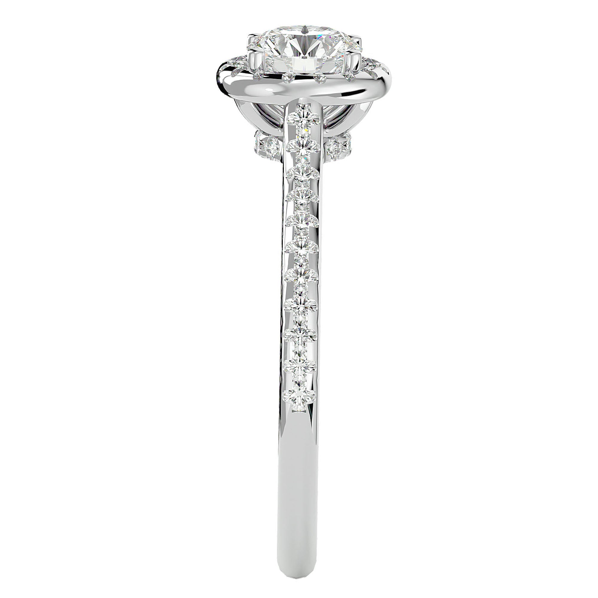 Inel de Logodnă Talisman cu Moissanite Halo Pavé de 0.89 ct din Platina - Castelo.ro