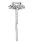 Inel de Logodnă din Aur 14k cu Diamante Create în Laborator Brilliant Duo Halo Pavé de 0.86 ct din 14k Aur Alb - Castelo.ro