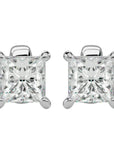 Cercei Stud Montură Prințesă din Aur 14k cu Diamant Natural de 1 ct din 14k Aur Alb - Castelo.ro