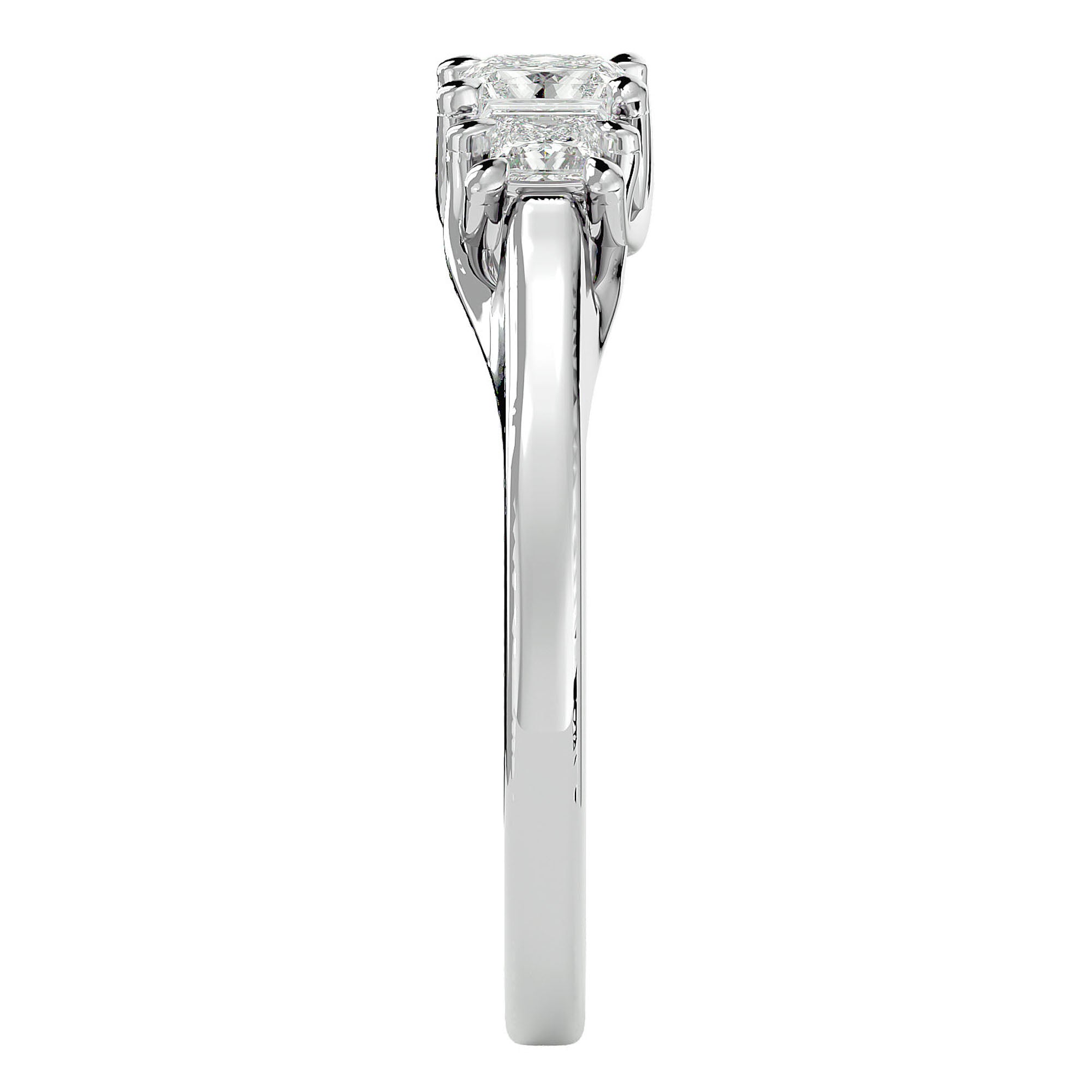 Inel de Logodnă cu Trei Diamante Naturale In Forma De Prințesă de 0.59 ct din Platina - Castelo.ro