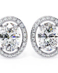 Cercei Stud Oval Star din Aur 14k cu Diamante Create în Laborator de 0.97 ct din 14K Aur Alb - Castelo.ro