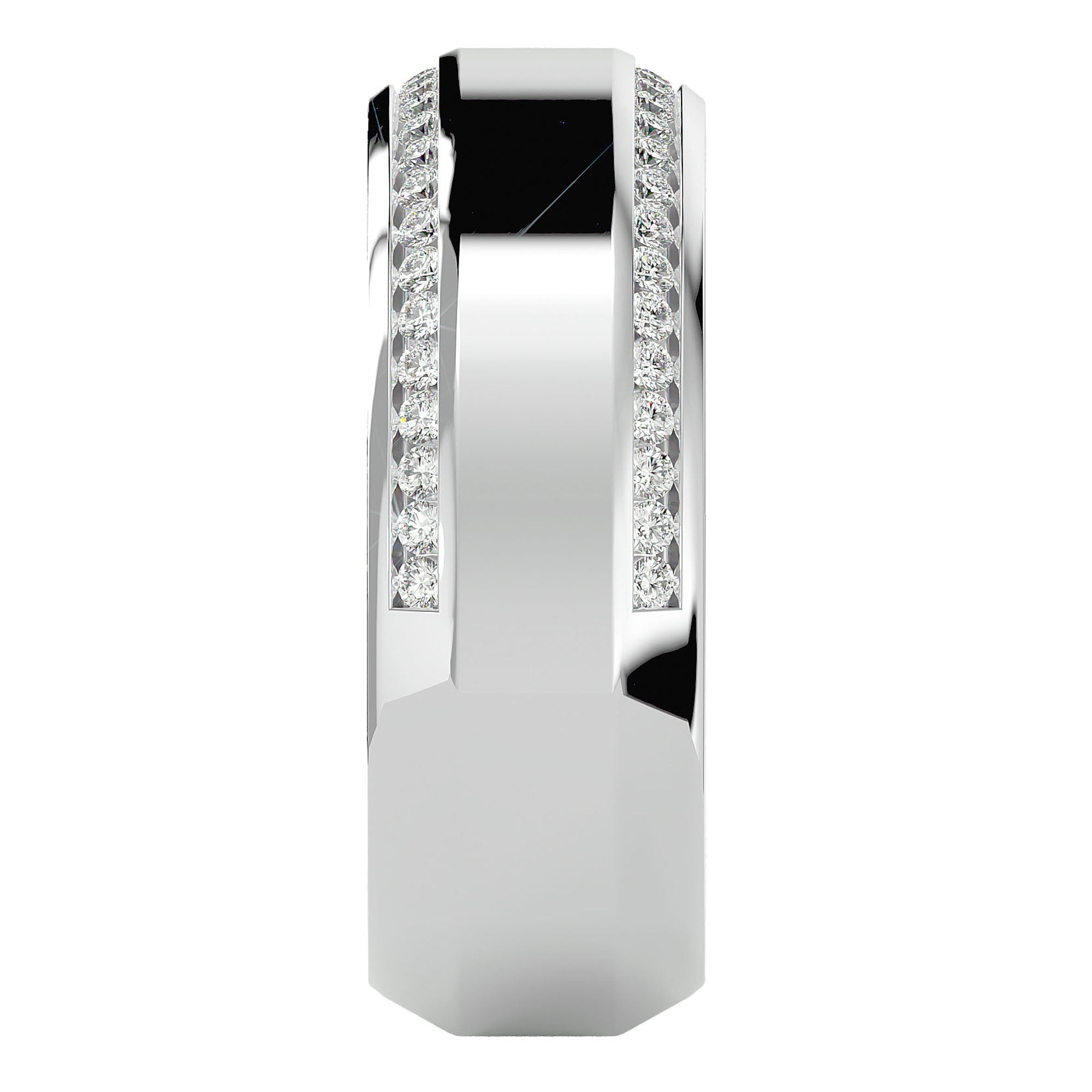 Verighetă cu Bandă De Moissanite de 0.53 ct din Platina - Castelo.ro