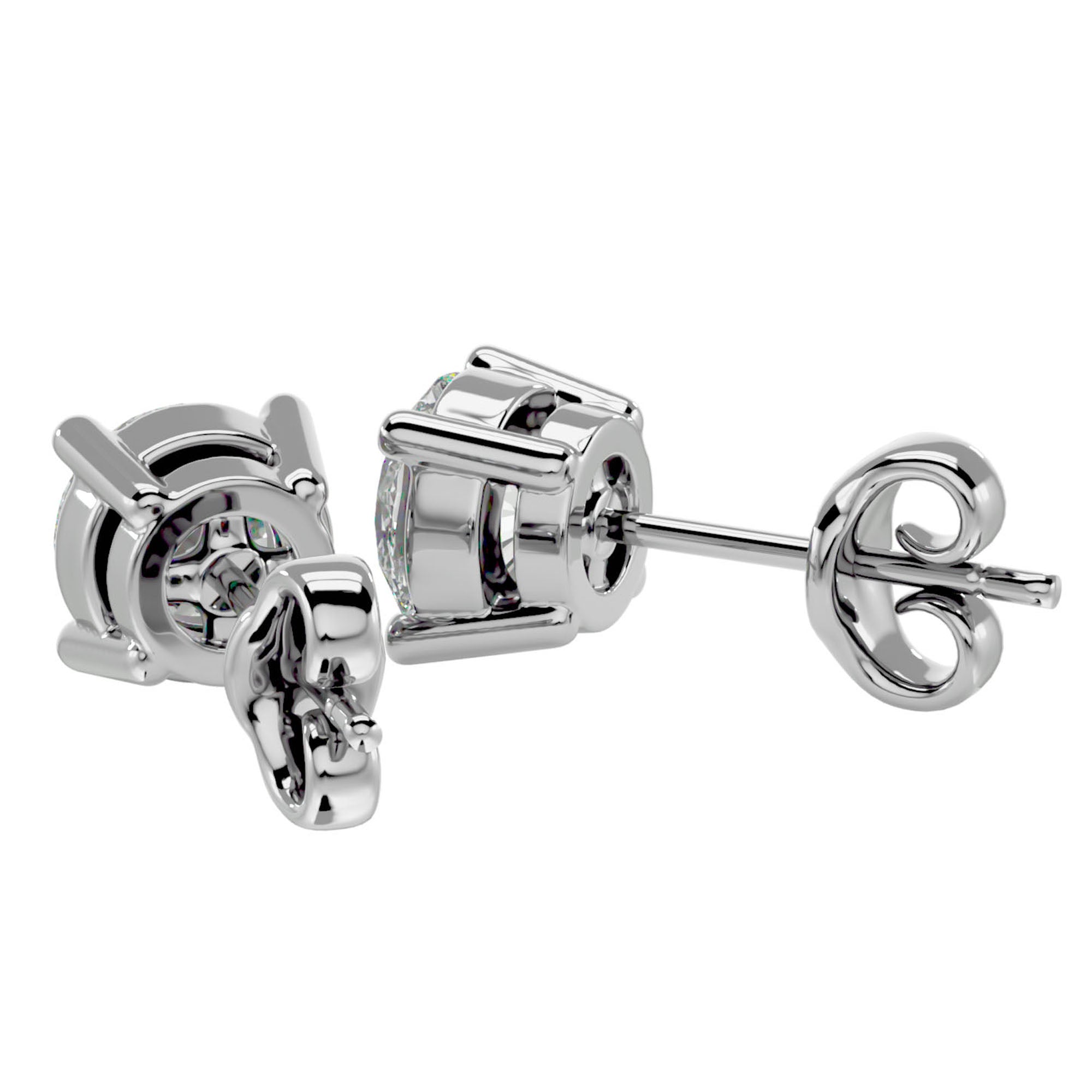Cercei Stud Solitaire din Aur 14k cu Diamante Naturale de 0.94 ct din 14k Aur Alb - Castelo.ro