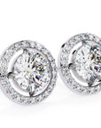 Cercei Stud Round Halo cu Diamante Create în Laborator de 0.92 ct din - Castelo.ro