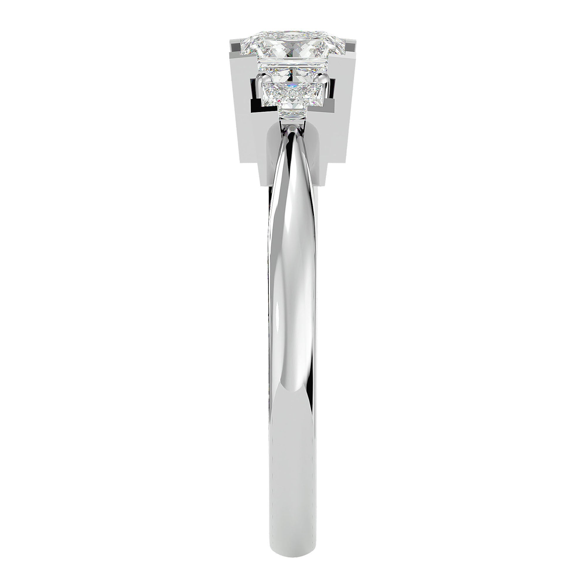 Inel de Logodnă Cu Trei Diamante Naturale Tăietură Prințesă de 1.00 ct din Platina - Castelo.ro