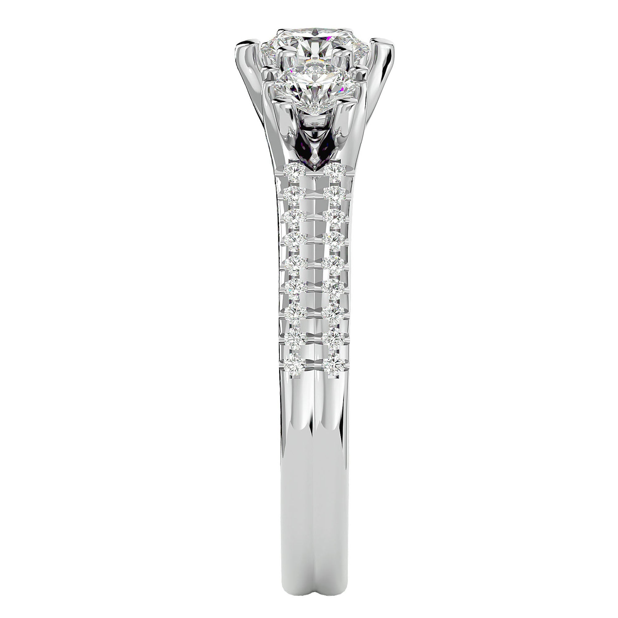 Inel de Logodnă Solitaire Pavè cu Diamante Naturale de 0.90 ct din Platina - Castelo.ro