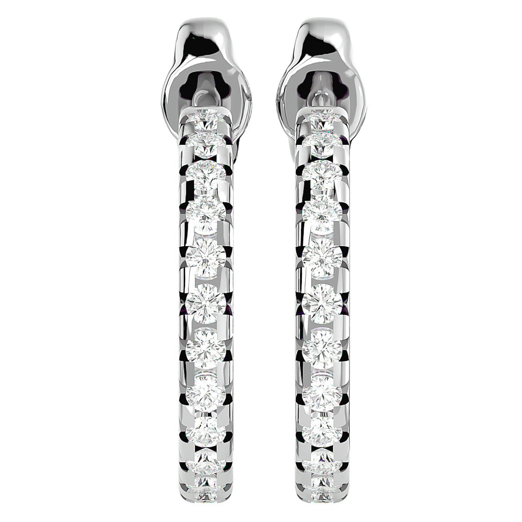 Cercei Hoop din Aur 14k Cu Diamante Naturale de 0.70 ct din 14k Aur Alb - Castelo.ro