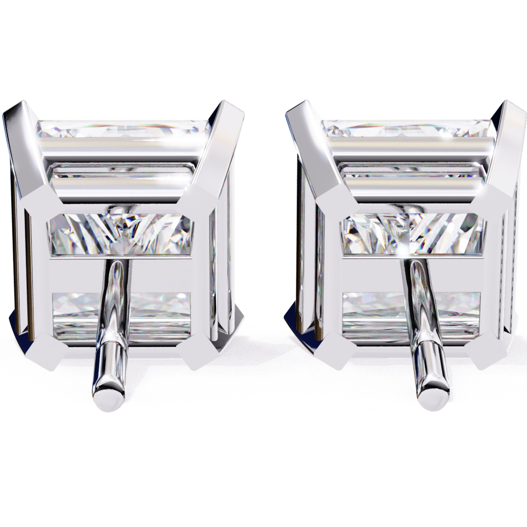 Cercei Stud Imperial din Aur 14k cu Moissanite Tăietură Princess de 3 ct din 14K Aur Alb - Castelo.ro
