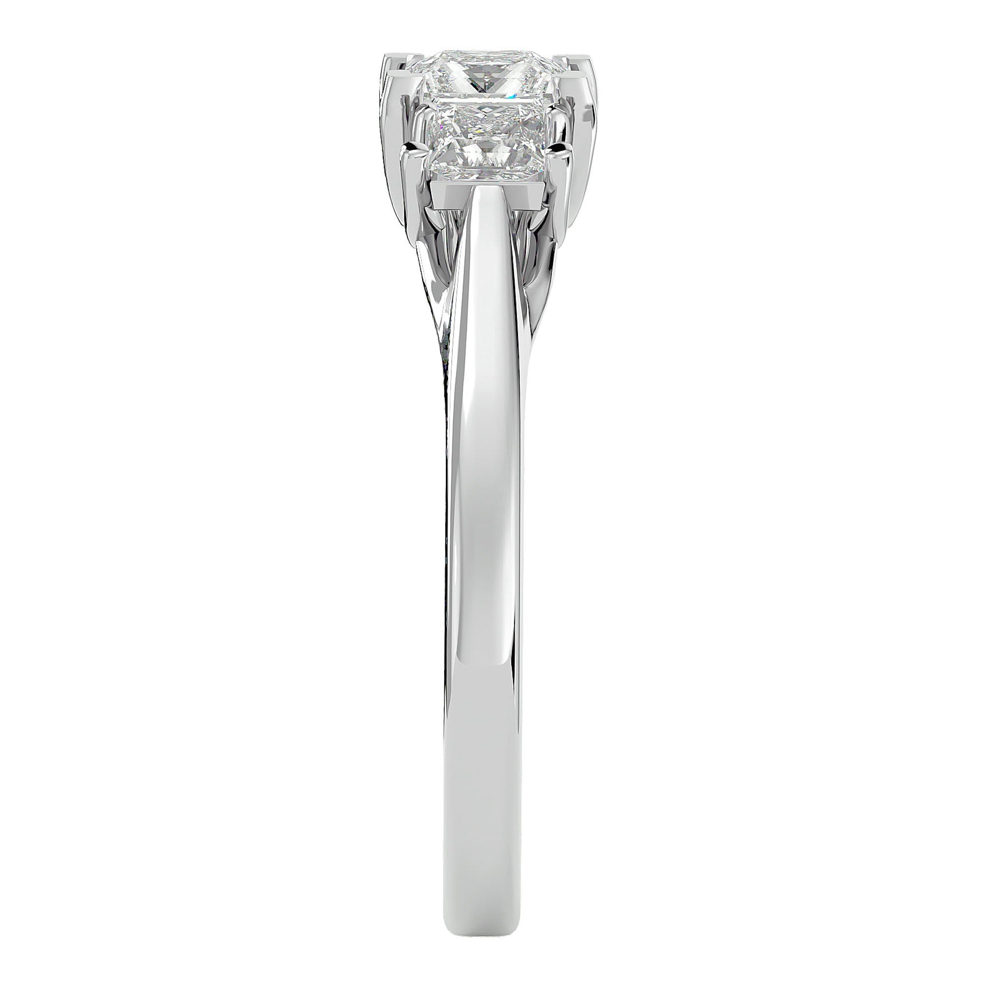 Inel de Logodnă Trei Diamante Naturale Cu Tăietură De Prințesă de 0.96 ct din Platina - Castelo.ro
