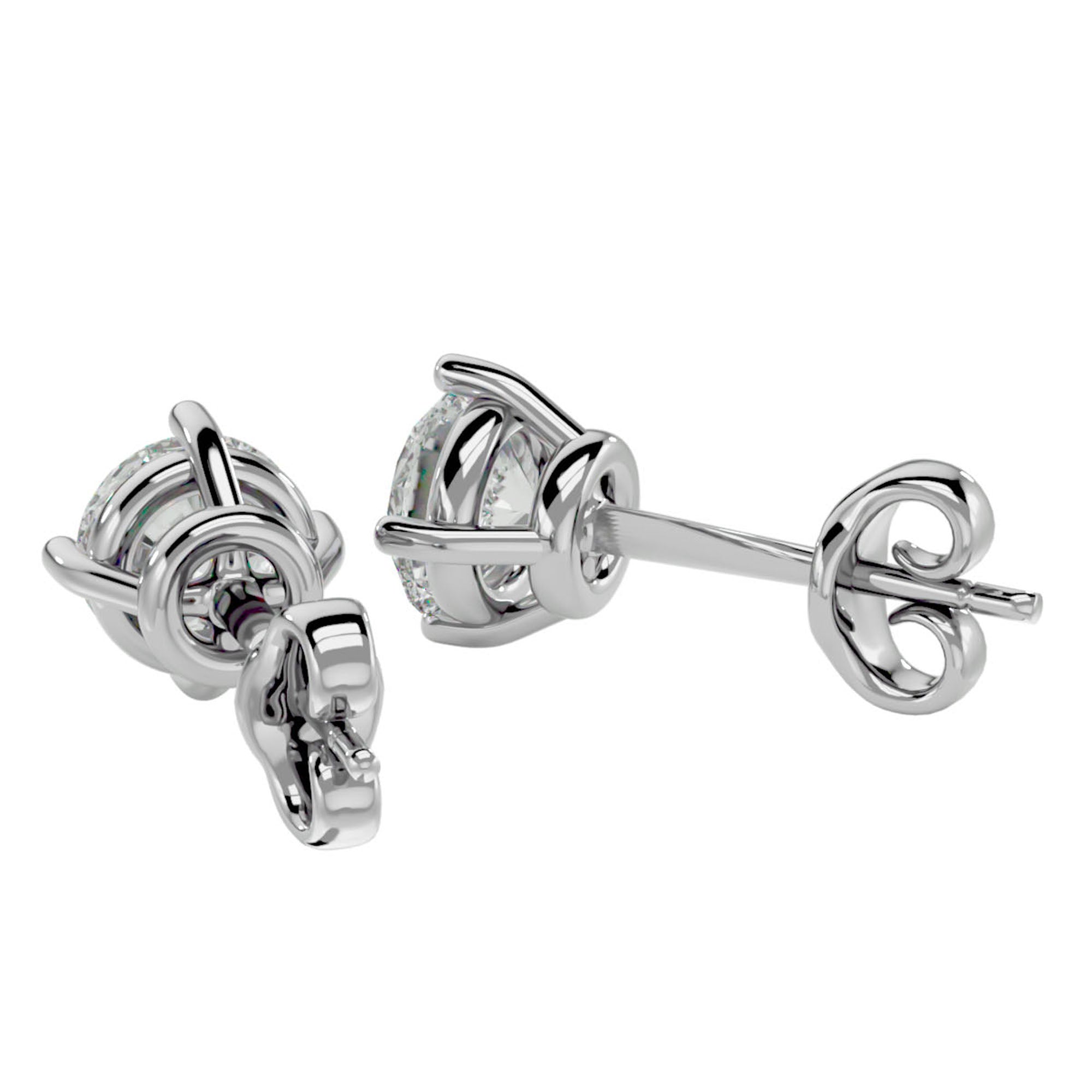 Cercei Stud din Aur 14k Cu Diamante Naturale Tăietură Rotundă Briliantă de 1.05 ct din 14k Aur Alb - Castelo.ro