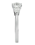 Inel de Logodnă Hélène din Aur 14k cu Trei Diamante Naturale de 2.18 ct din 14k Aur Alb - Castelo.ro