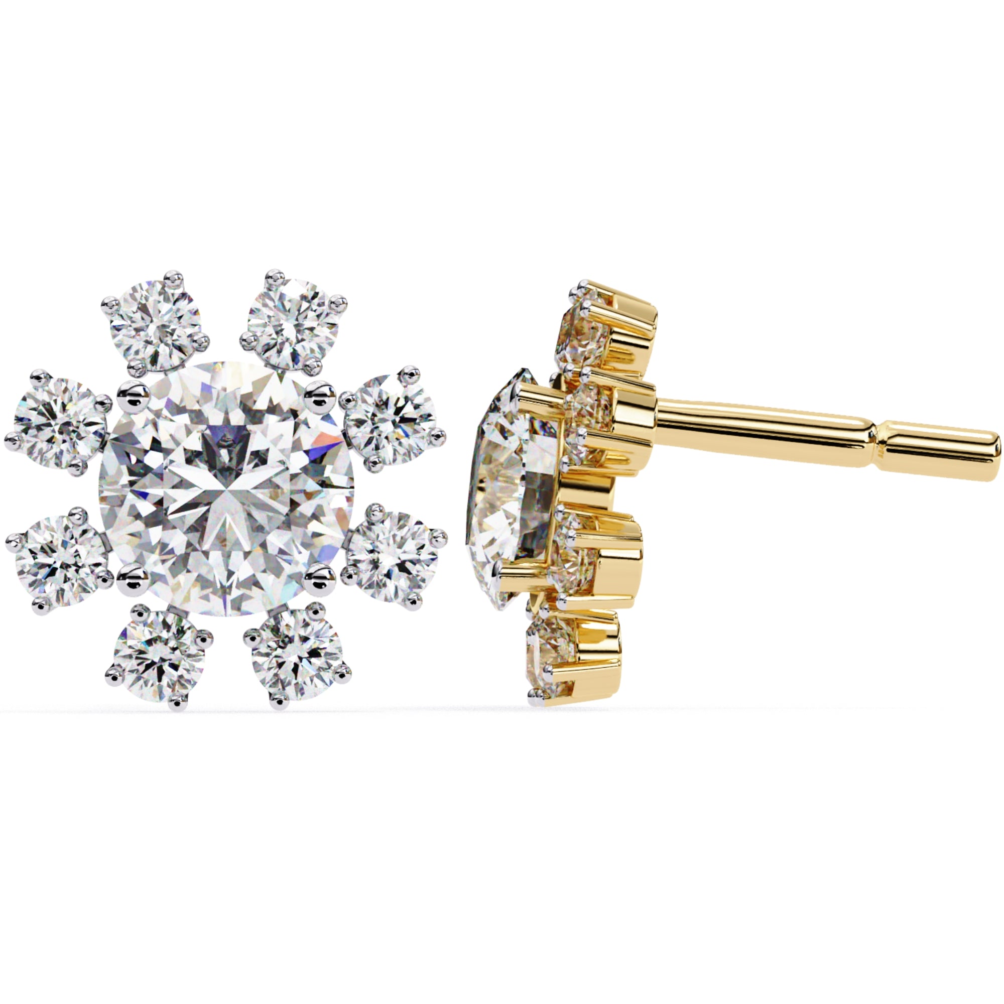 Cercei Stud Ice Queen cu Diamante Create în Laborator de 1.22 ct din 18K Aur Galben - Castelo.ro