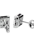 Cercei din Aur 14k cu Diamante Create în Laborator In Formă de Prințesă cu Ramă Halo de 2.15 ct din 14k Aur Alb - Castelo.ro
