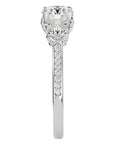 Inel de Logodnă din Aur 14k cu Trei Moissanite Solitaire Pavè de 1.80 ct din 14k Aur Alb - Castelo.ro