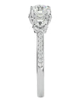 Inel de Logodnă din Aur 14k cu Trei Diamante Naturale Pavè de 1.80 ct din 14k Aur Alb - Castelo.ro