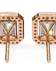 Cercei Stud Louvre Radiant cu Diamante Naturale de 0.86 ct din 18K Aur Roz - Castelo.ro