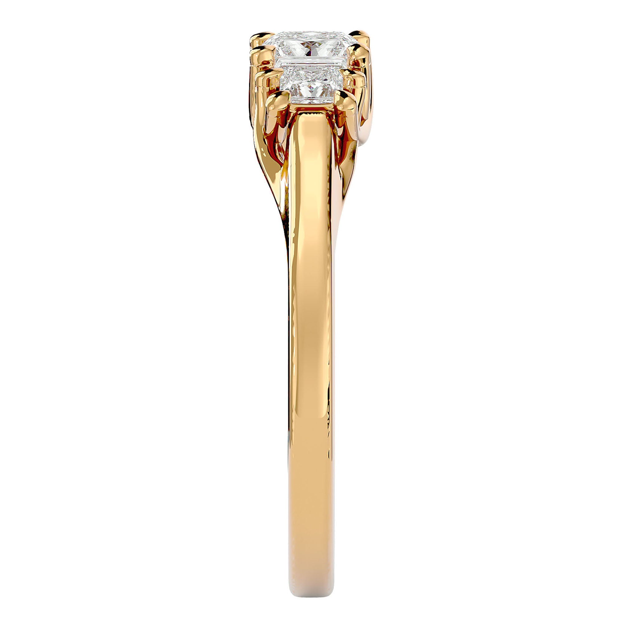 Inel de Logodnă cu Trei Diamante Naturale In Forma De Prințesă de 0.59 ct din 18k Aur Galben - Castelo.ro