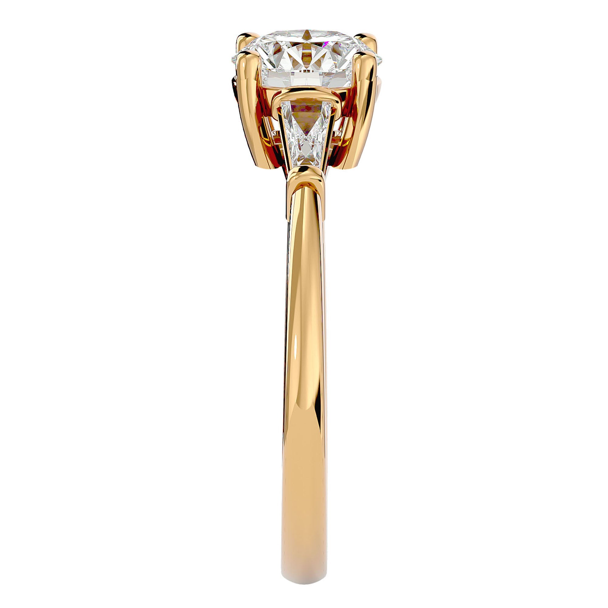 Inel de Logodnă cu Trei Moissanite de 1.22 ct din 18k Aur Galben - Castelo.ro