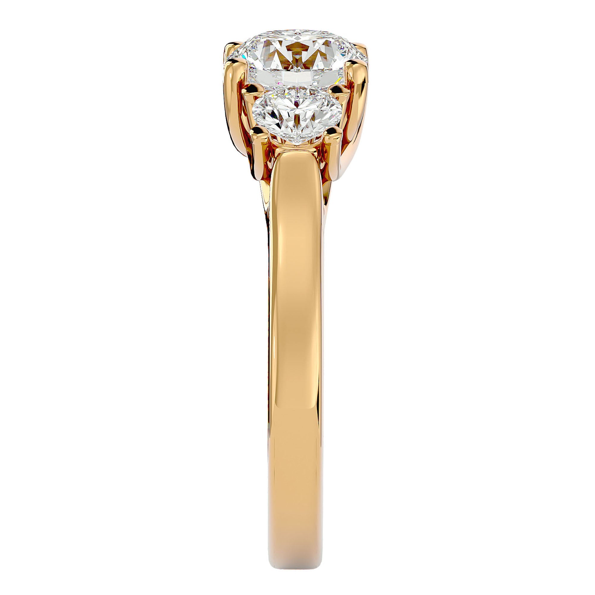 Inel de Logodnă Renée din Aur 14k cu Trei Diamante Naturale de 1.95 ct din 14k Aur Galben - Castelo.ro