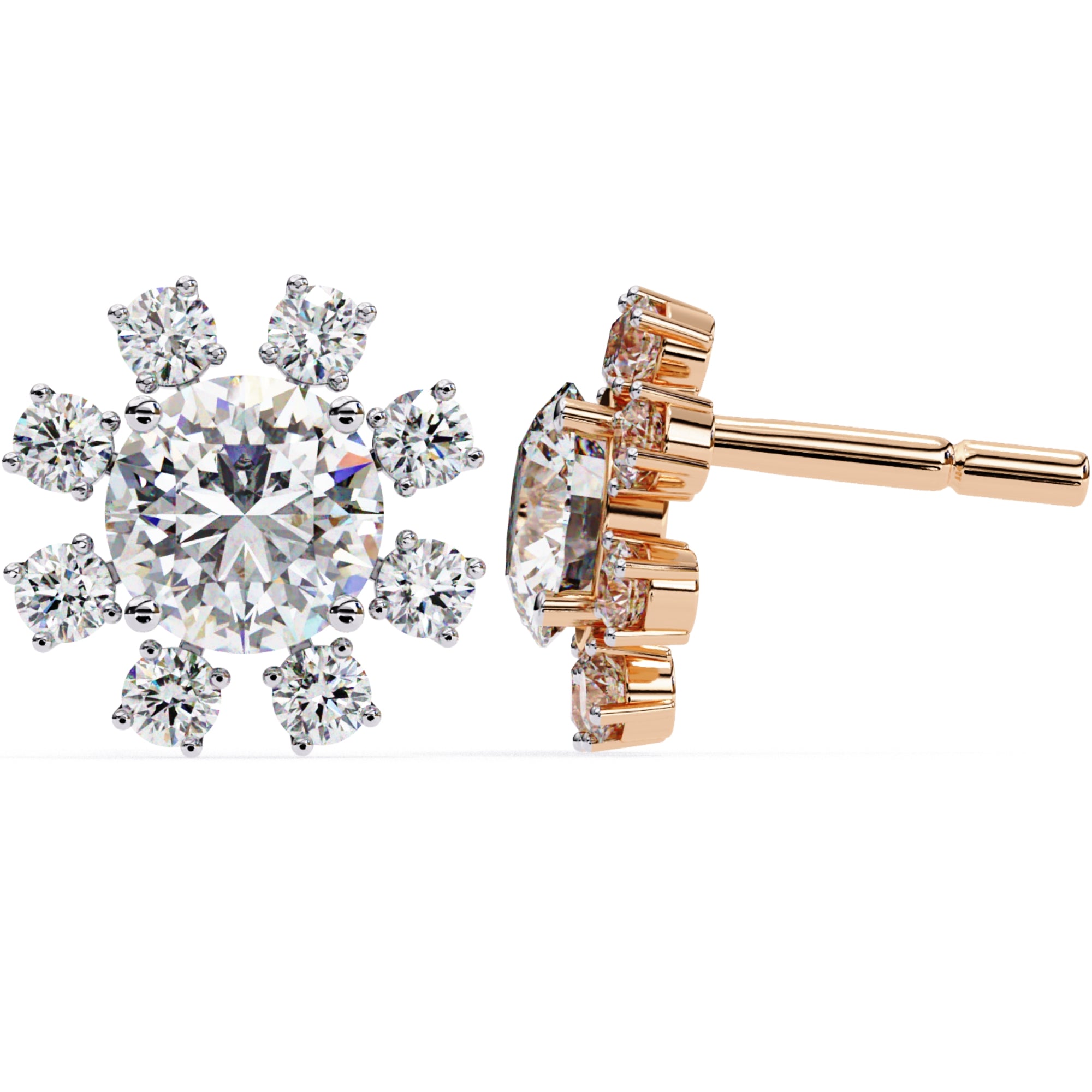 Cercei Stud Ice Queen cu Diamante Create în Laborator de 1.22 ct din 18K Aur Roz - Castelo.ro