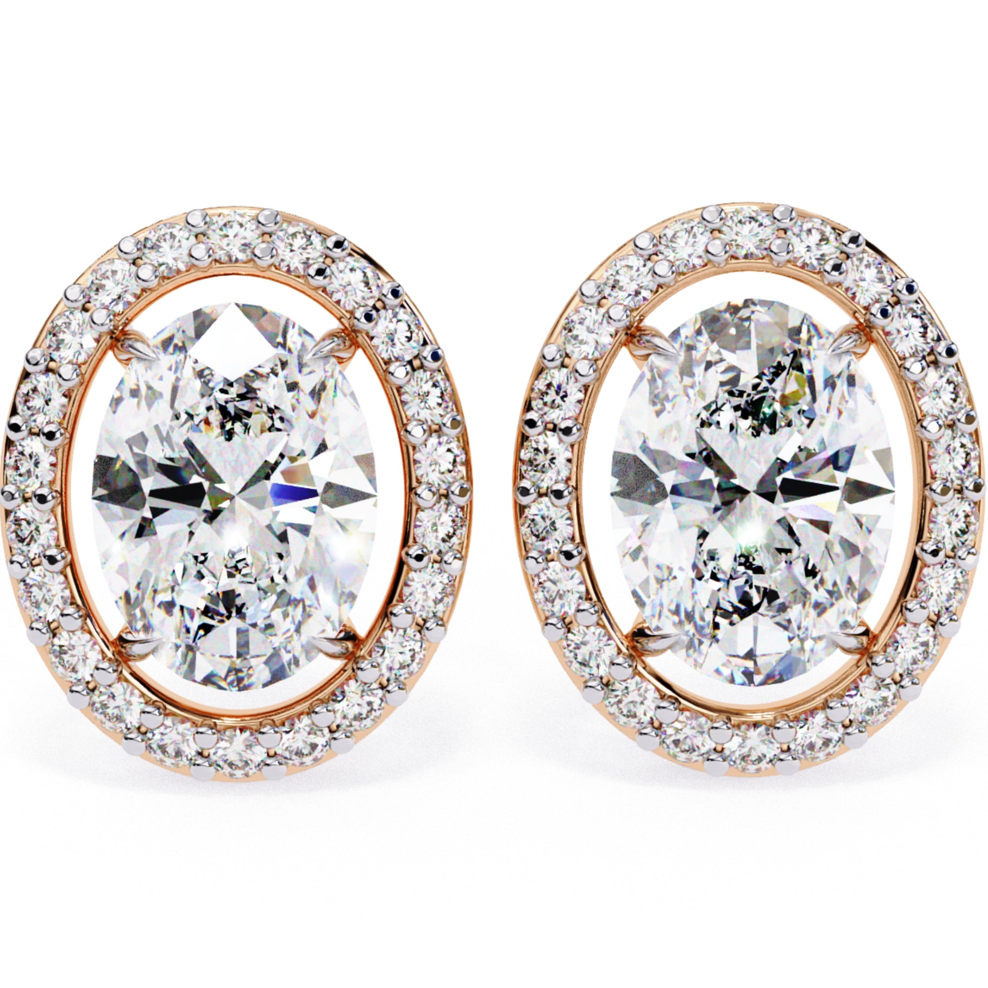 Cercei Stud Oval Star din Aur 14k cu Diamante Create în Laborator de 0.97 ct din 14K Aur Roz - Castelo.ro