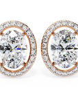 Cercei Stud Oval Star din Aur 14k cu Diamante Create în Laborator de 0.97 ct din 14K Aur Roz - Castelo.ro