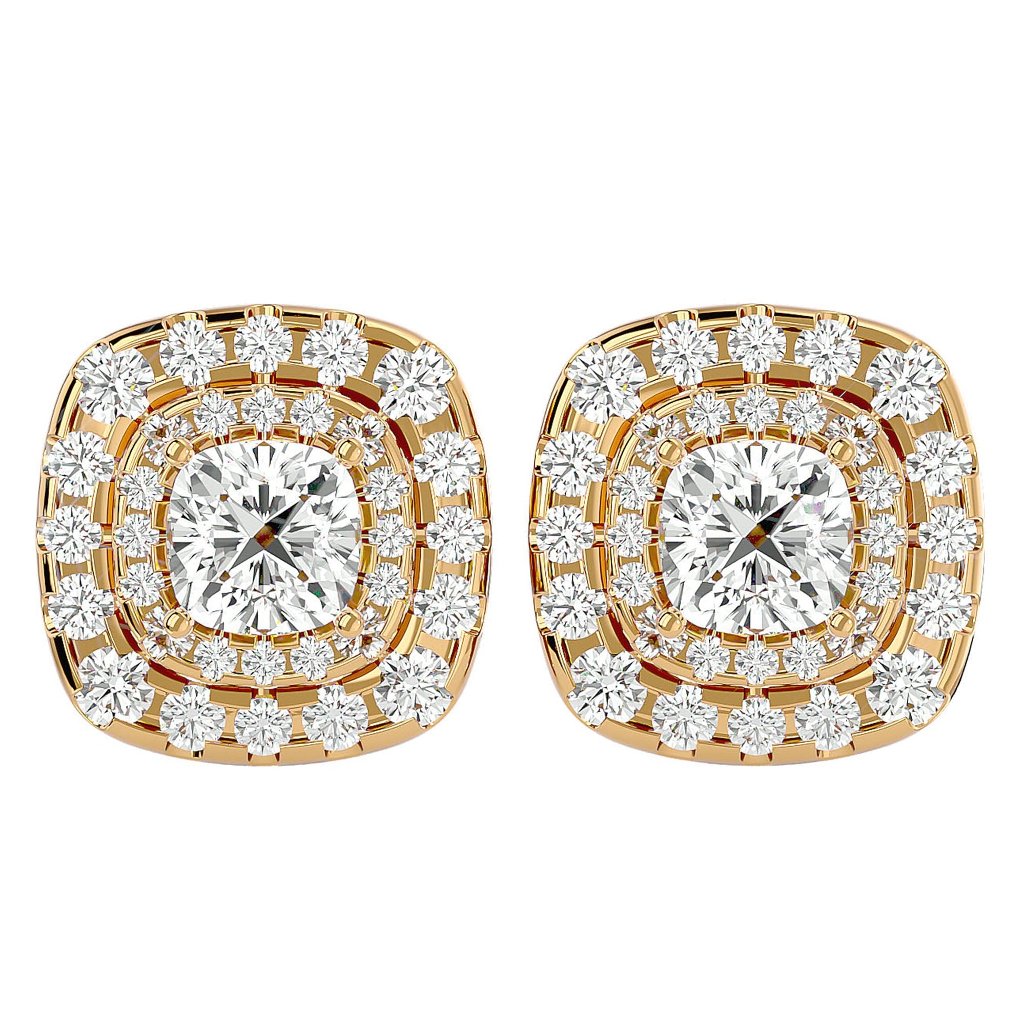 Cercei Stud Cu Diamante Create în Laborator de 2.2 ct din 18k Aur Galben - Castelo.ro
