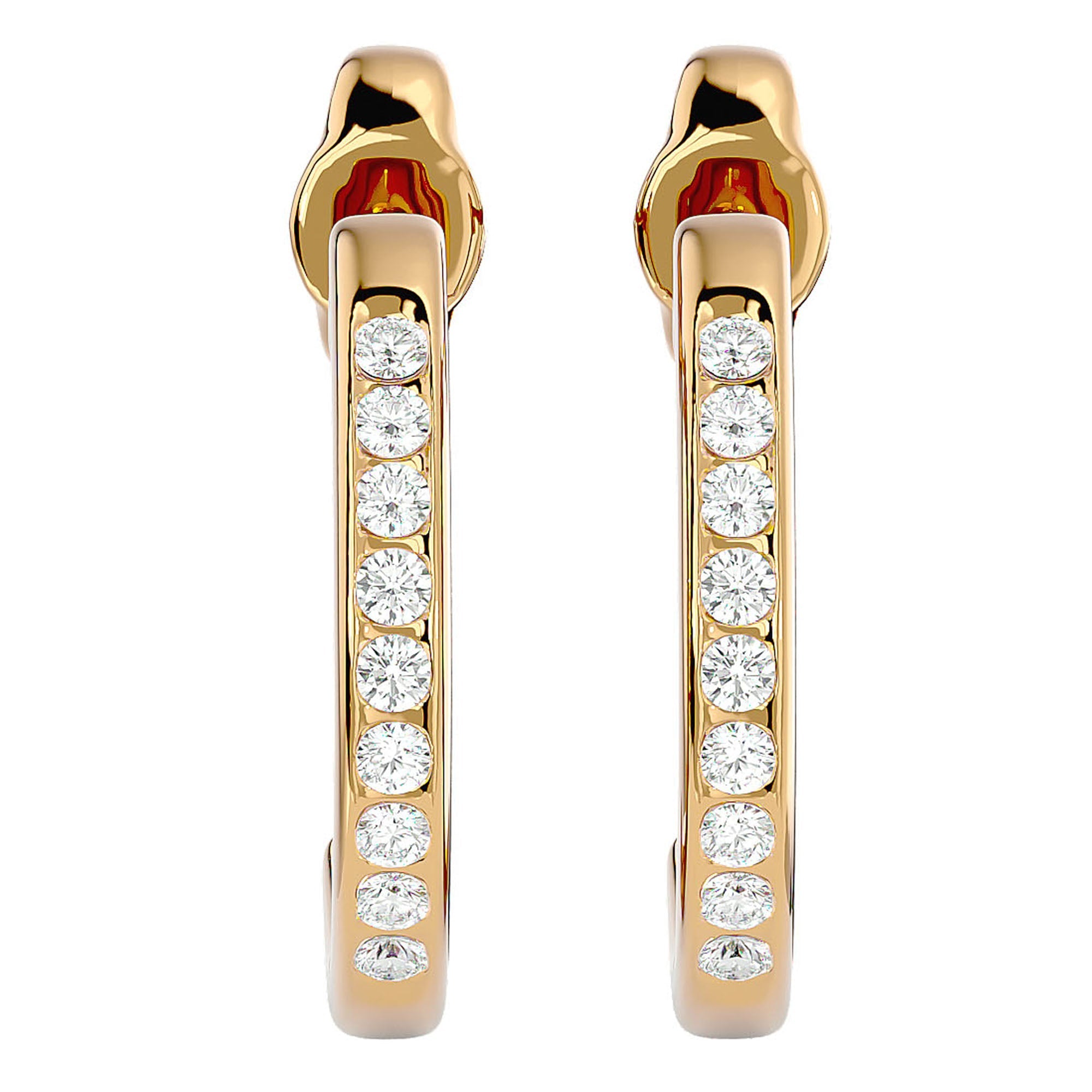 Cercei Hoop Vals din Aur 14k cu Diamante Create în Laborator de 0.92 ct din 14k Aur Galben - Castelo.ro
