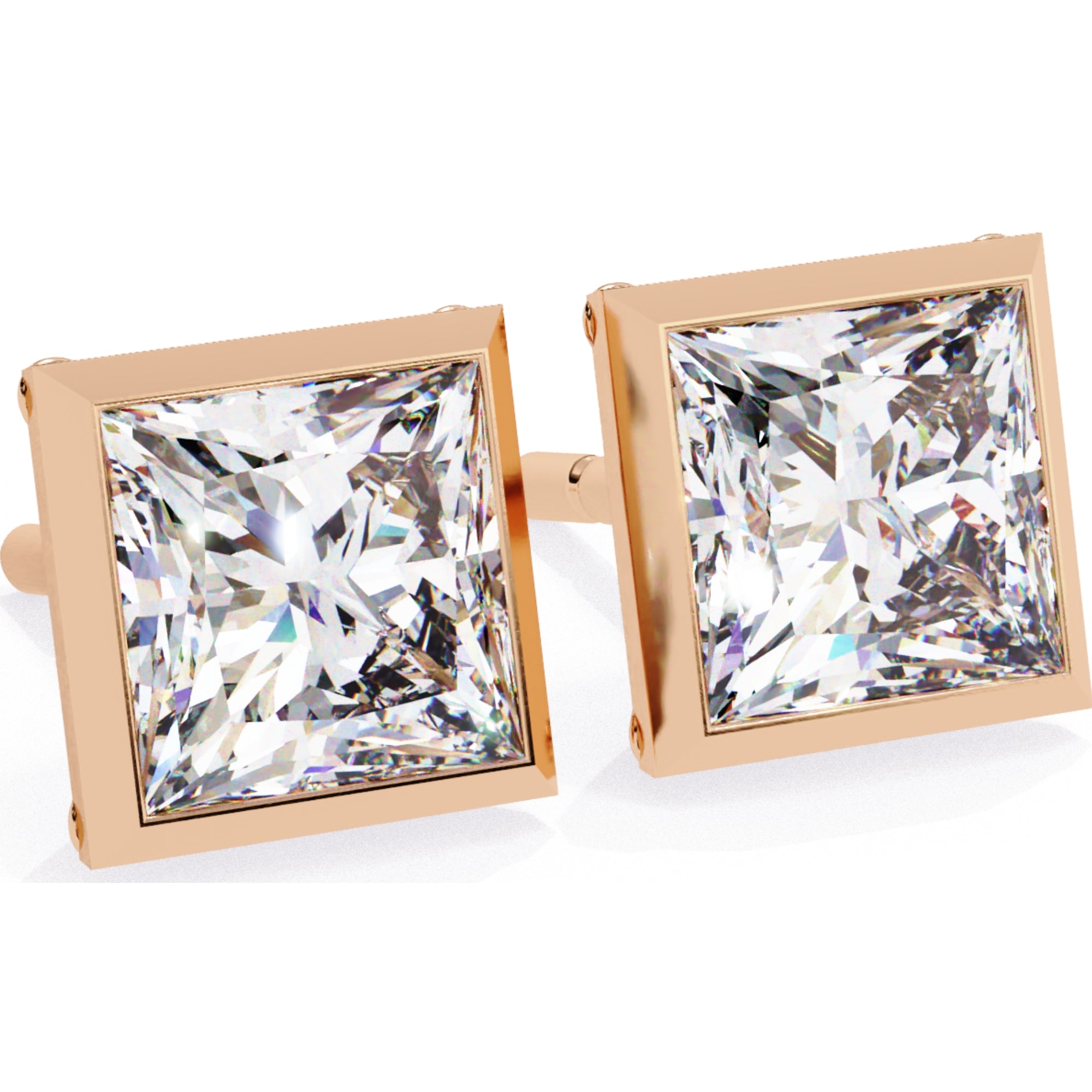 Cercei Stud Ravenna Princess din Aur 14k cu Moissanite de 1.77 ct