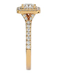 Inel Tăietură Princess Si Cadru Halo din Aur 14k cu Diamante Create în Laborator de 0.95 ct din 14k Aur Galben - Castelo.ro