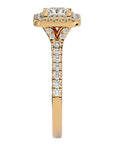 Inel Tăietură Princess Si Cadru Halo din Aur 14k cu Diamante Create în Laborator de 0.95 ct din 14k Aur Galben - Castelo.ro