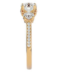 Inel de Logodnă din Aur 14k cu Trei Diamante Naturale Solitaire Pavè de 1.80 ct din 14k Aur Galben - Castelo.ro