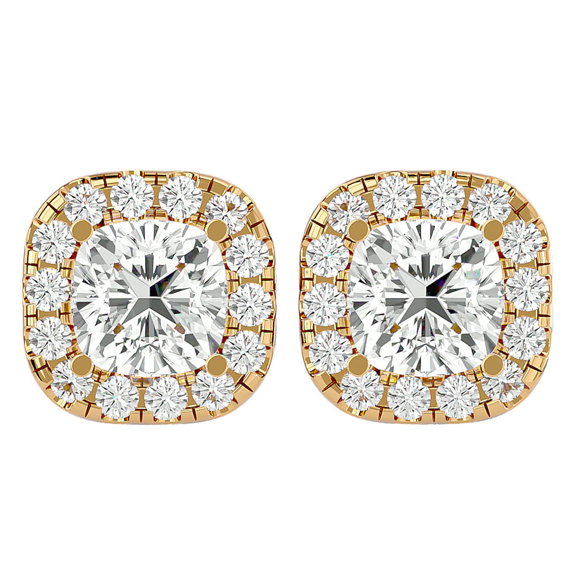 Cercei Stud Cu Diamante Naturale de 2.06 ct din 18k Aur Galben - Castelo.ro