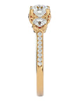 Inel de Logodnă cu Trei Diamante Naturale Pavè de 1.80 ct din 18k Aur Galben - Castelo.ro