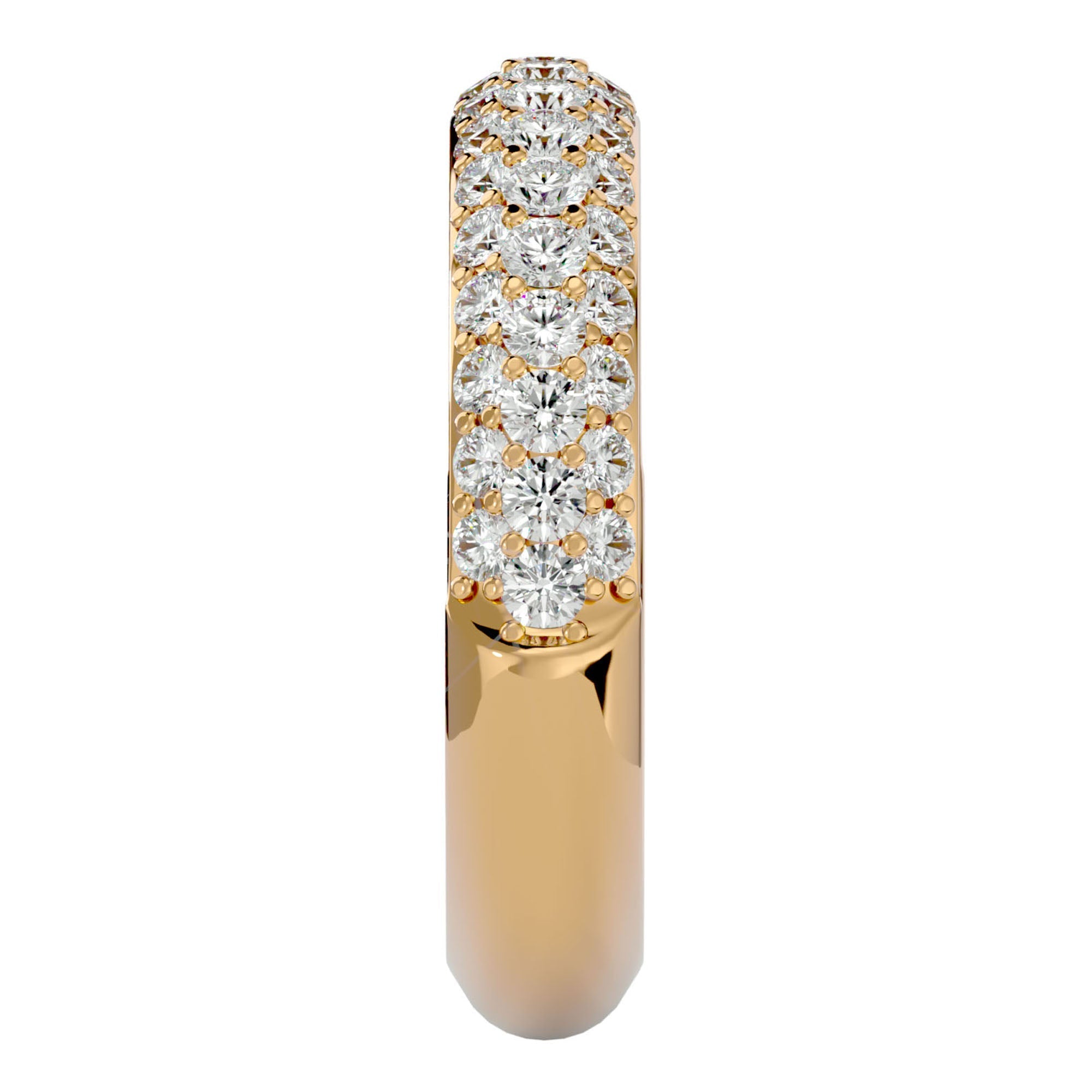 Inel Triplu Micro Pavé cu Diamante Create în Laborator de 0.90 ct din 18k Aur Galben - Castelo.ro